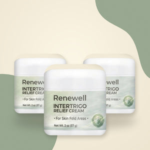 Three Renewell Intertrigo Relief Cream jars
