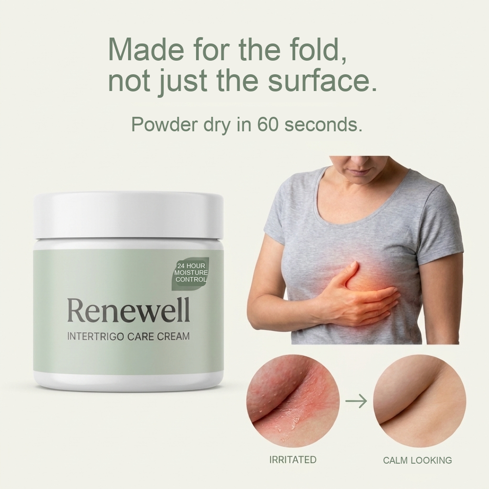 Renewell Intertrigo Care Cream and a complete skin fold care visual